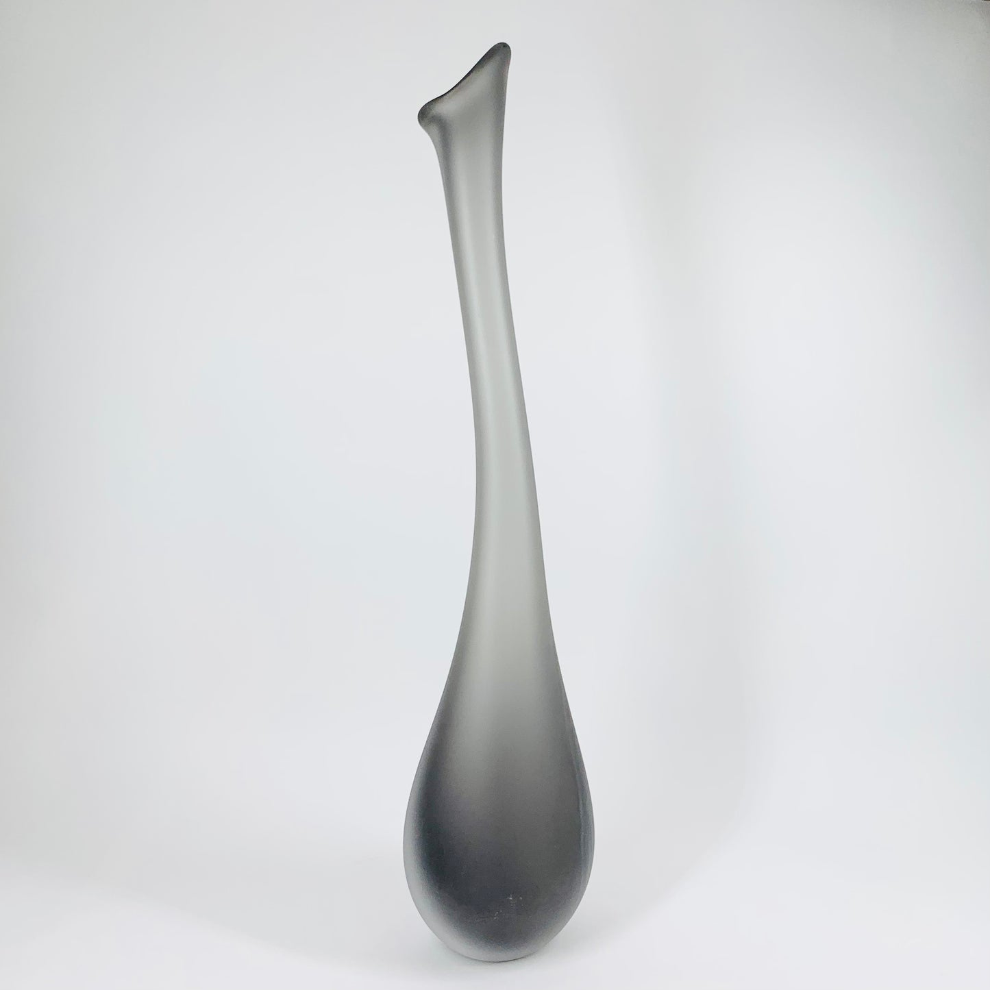 Rare signed Murano satin black art glass vase