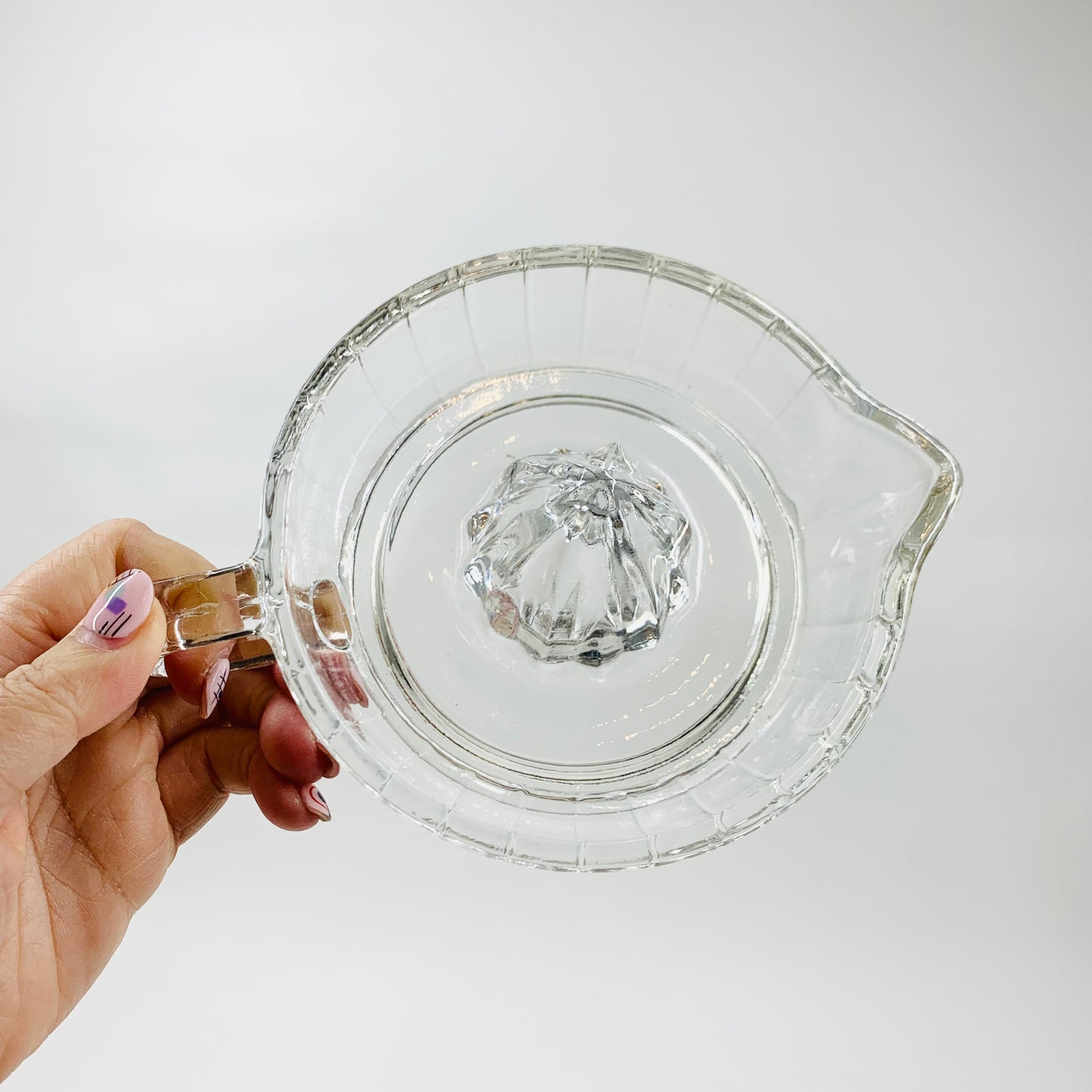 Midcentury pressed clear glass juicer
