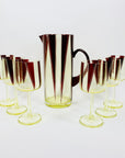 Extremely extremely rare antique Art Deco ruby enamel and citrine glass jug and matching wine glasses set by Karl Palda