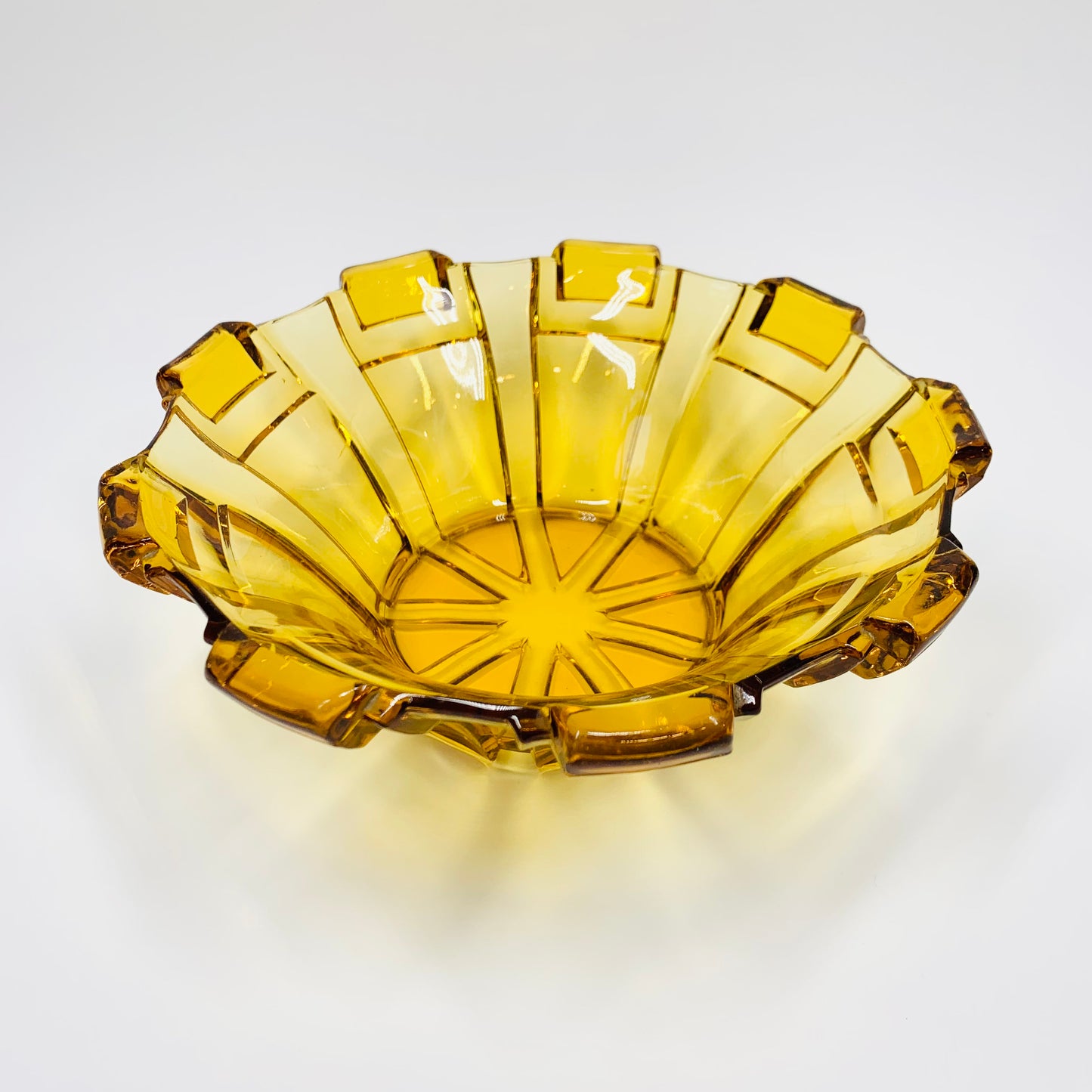Art Deco amber glass salad/fruit bowl