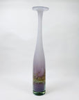 Vintage stunning mouth blown purple art glass with gold aventurine bottle vase with flare rim
