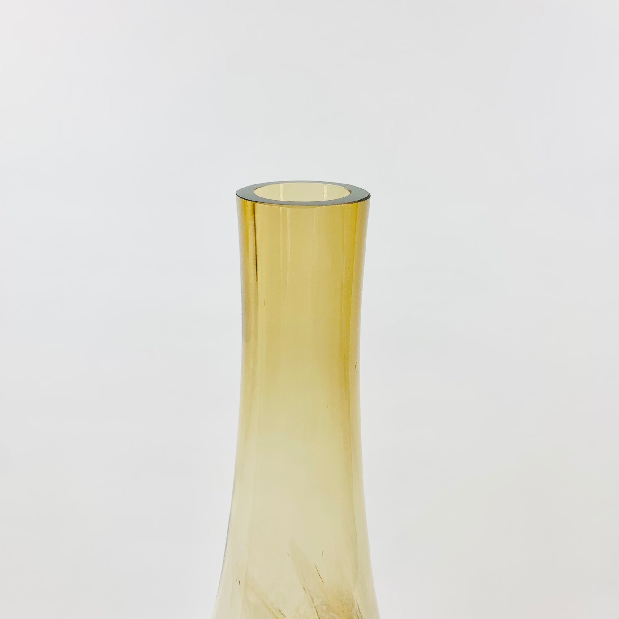 Stunning vintage Czech hand made gold brown mottled glass bottle vase