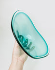 Extremely rare large MCM cased turquoise ombré glass Coquille bowl by Paul Kedelv
