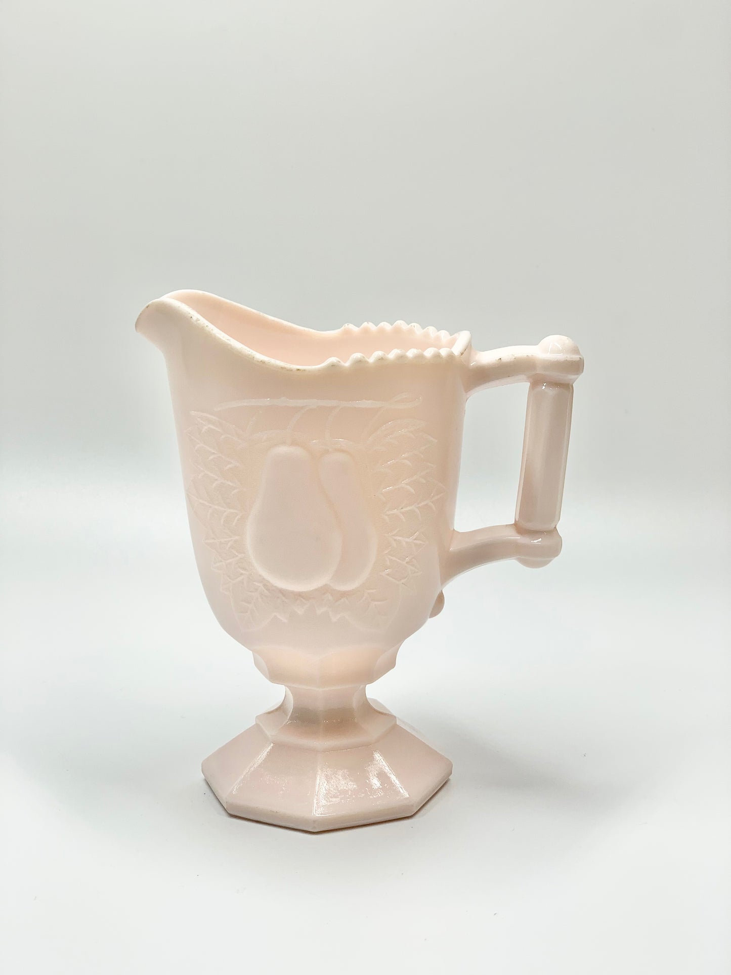 Antique American pink milk glass creamer and or sugar bowl