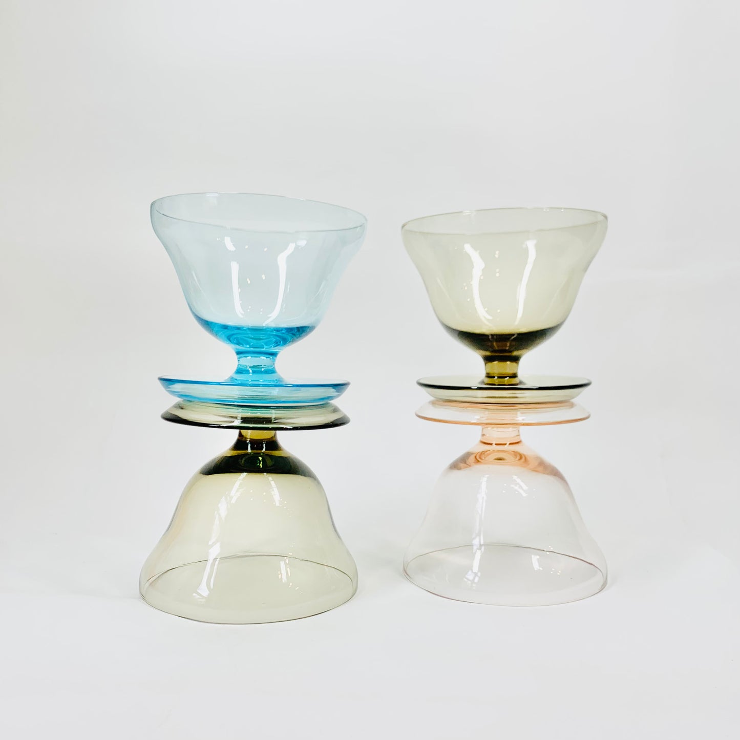 Midcentury thick harlequin glass coupe/dessert bowl
