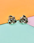 Rare 1960s French silver plated brutalist knot clip on earrings