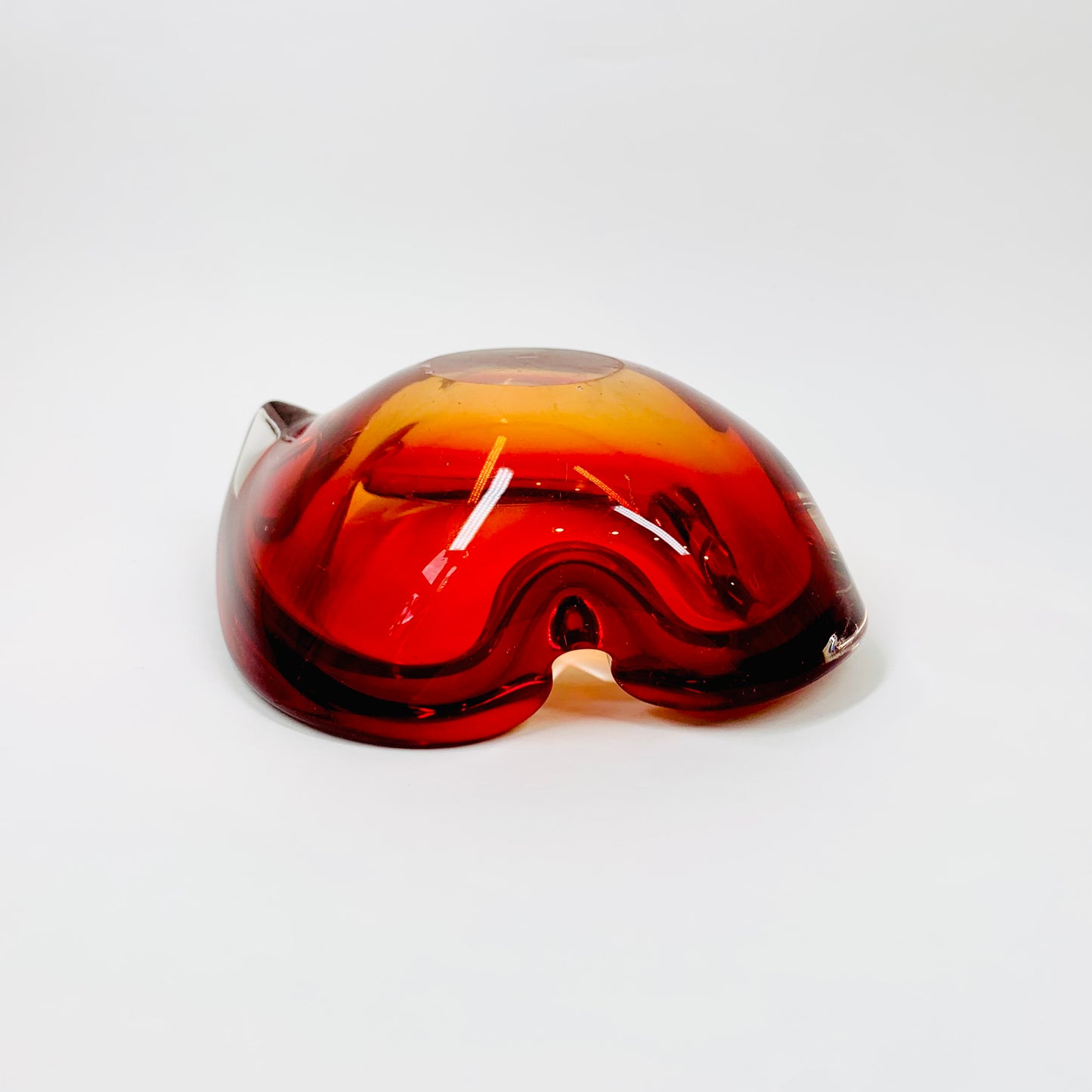Stunning and rare MCM Murano red orange ombré glass ashtray/bowl