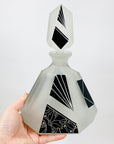 Extremely extremely rare antique Art Deco black enamel decanter satin glass set by Karl Palda