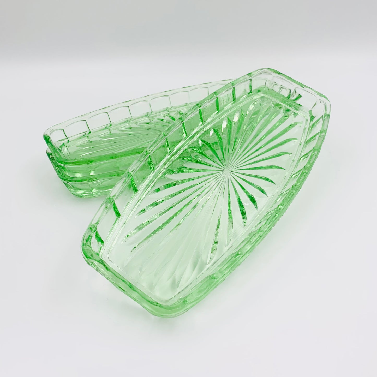 Green depression glass sandwich/serving plate