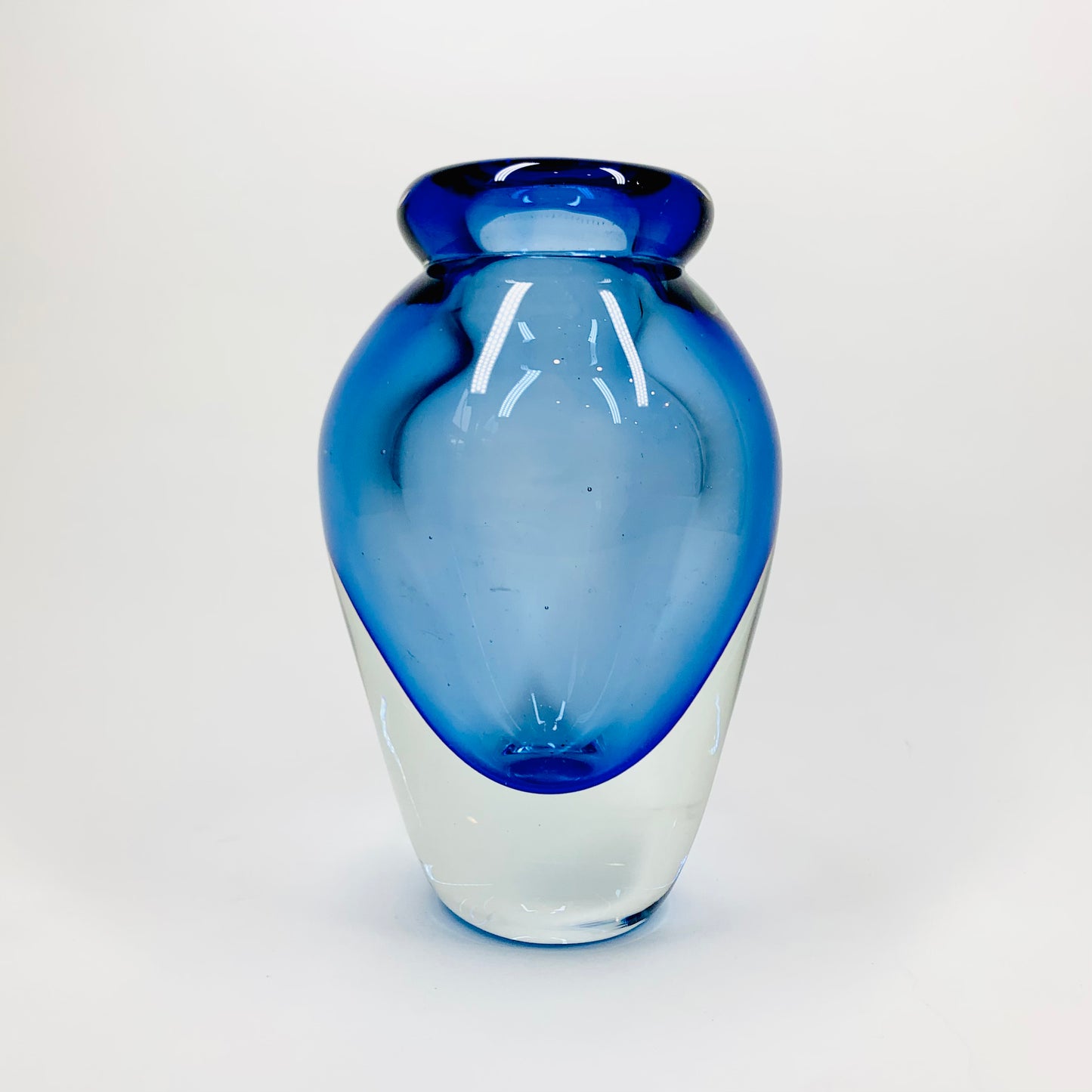 MCM blue Murano sommerso glass paperweight posy vase