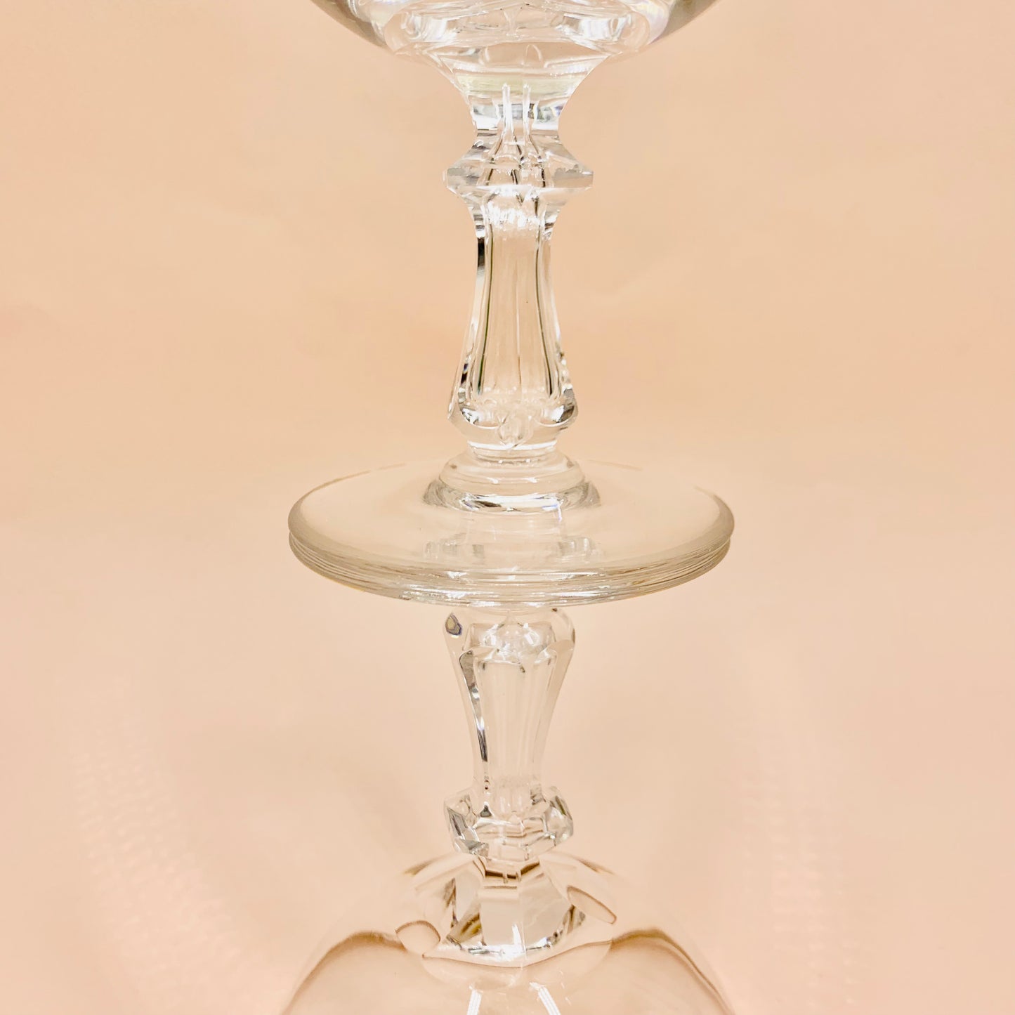 Antique crystal champagne coupe with gold gilding rim