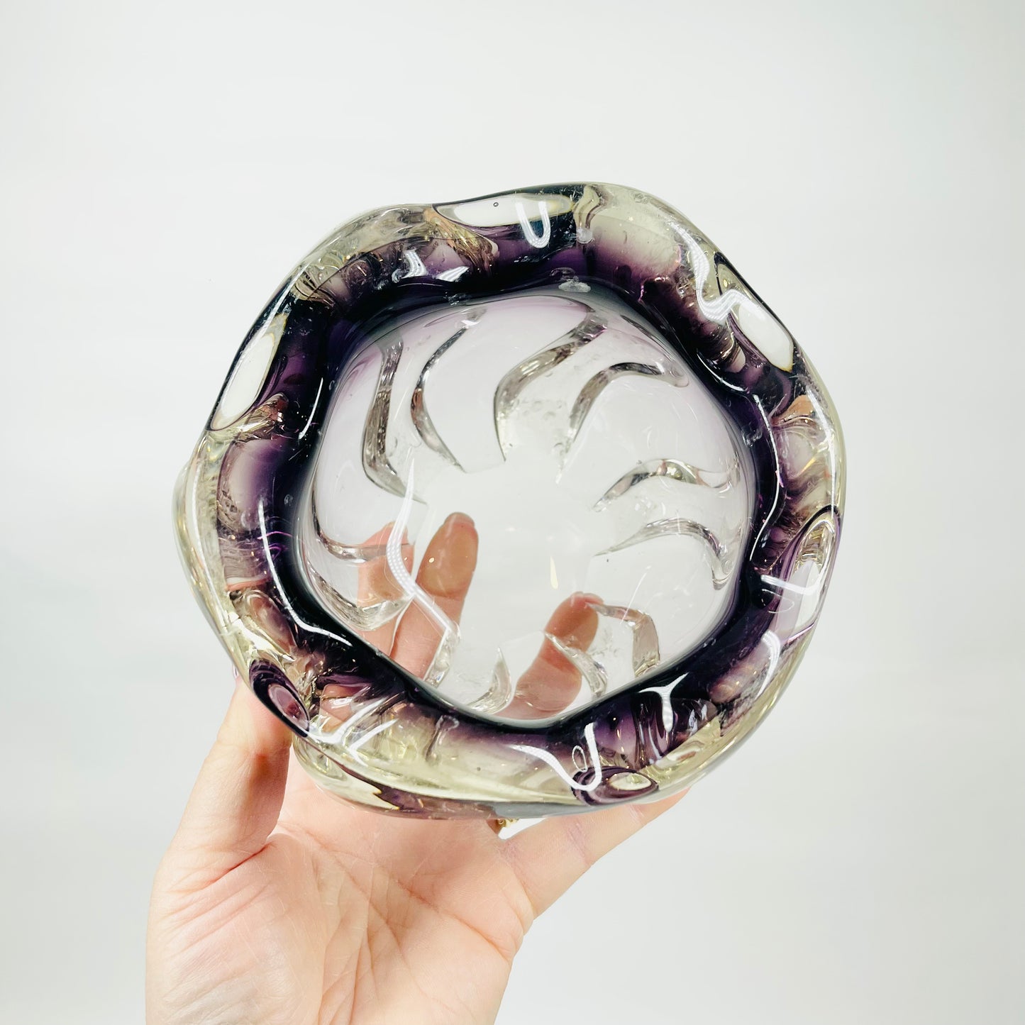 Midcentury Japanese amethyst glass ashtray