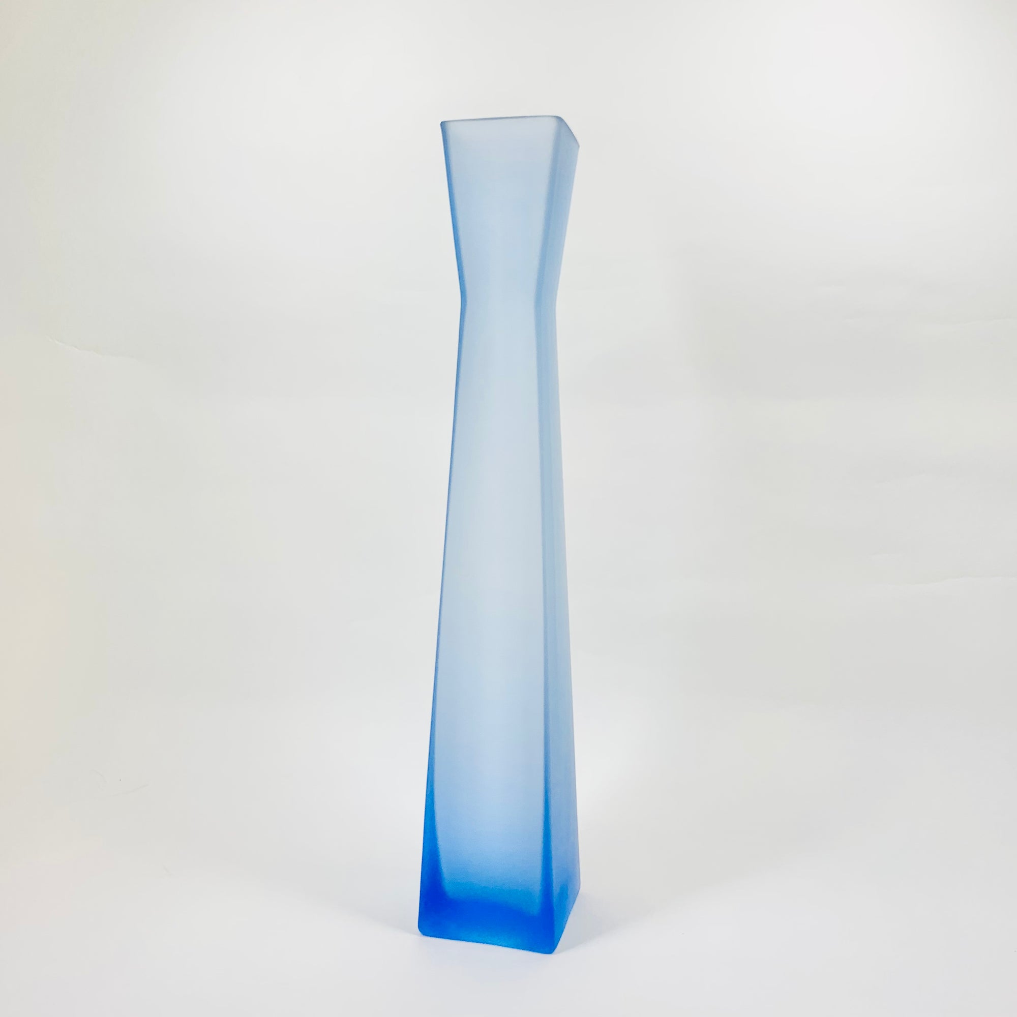 MCM hand made blue satin glass vase