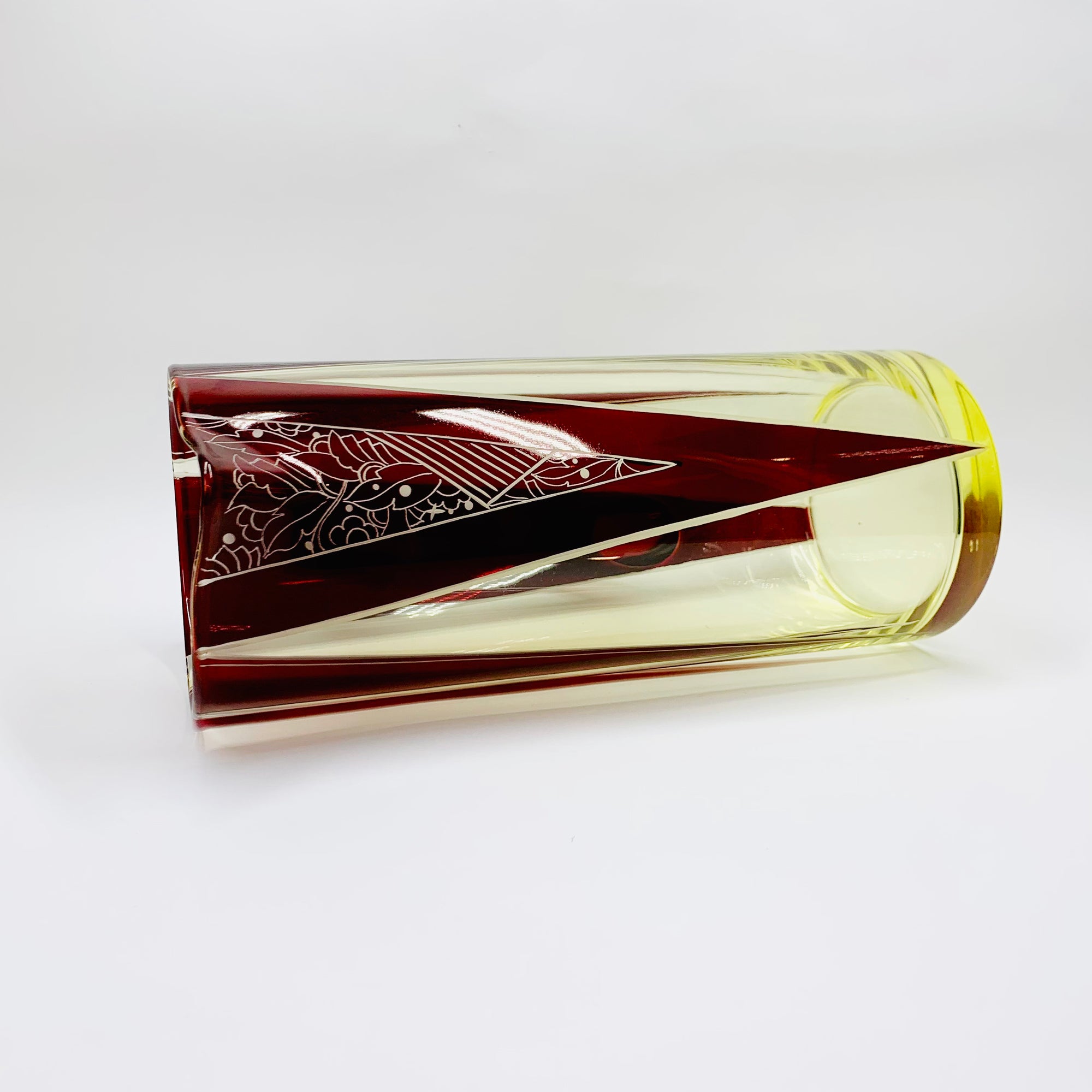 Extremely extremely rare antique Art Deco ruby enamel and citrine glass jug and matching wine glasses set by Karl Palda
