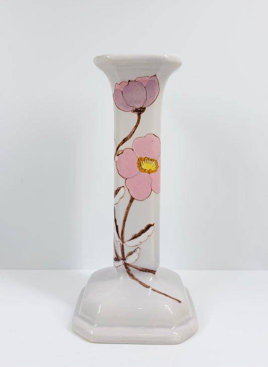 Midcentury hand painted Italian porcelain vase/candle holder