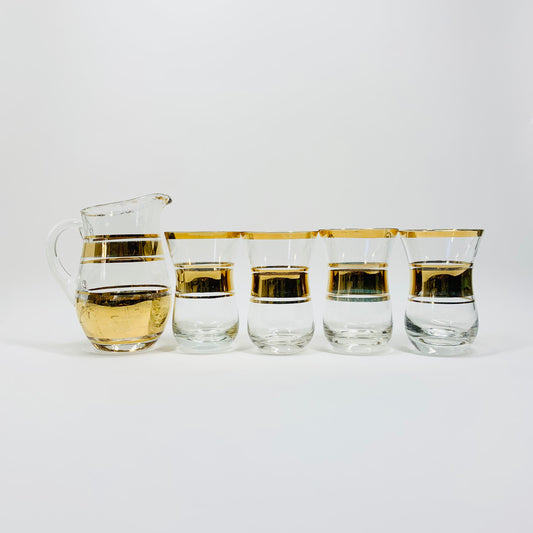 Midcentury gold gilded shot glasses