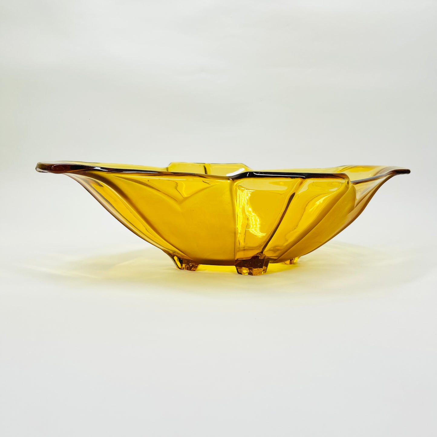 Art Deco Amber Footed Glass Bowl