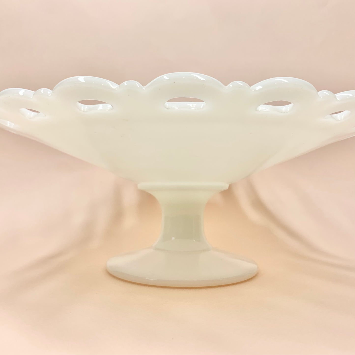 Antique milk glass footed comport