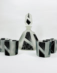 Extremely extremely rare antique Art Deco black enamel decanter satin glass set by Karl Palda