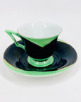 Extremely rare 1920s Victoria Czechoslovakia Art Deco hand painted porcelain coffee cup and matching saucer