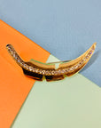 1970s good plated leaf brooch with rhinestones