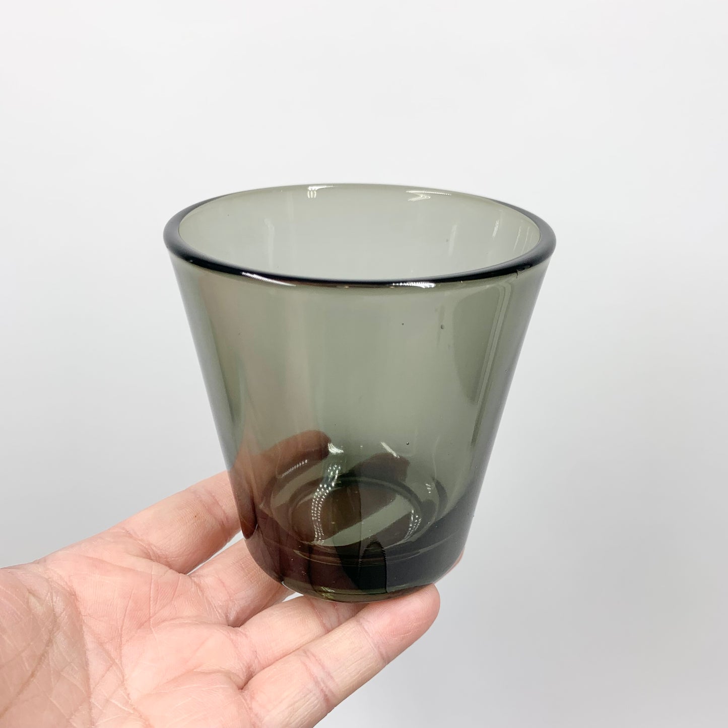 Rare hand made MCM thick grey glass water tumblers
