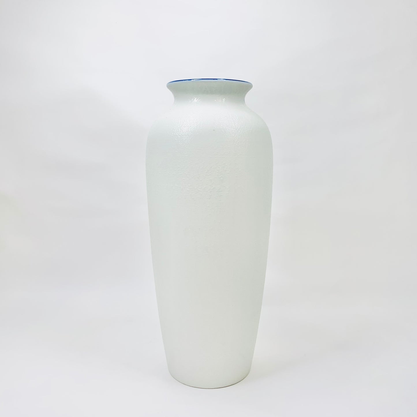 Midcentury hand painted Japanese white porcelain vase with blue sakura