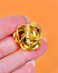 Rare 1960s French silver plated brutalist knot clip on earrings
