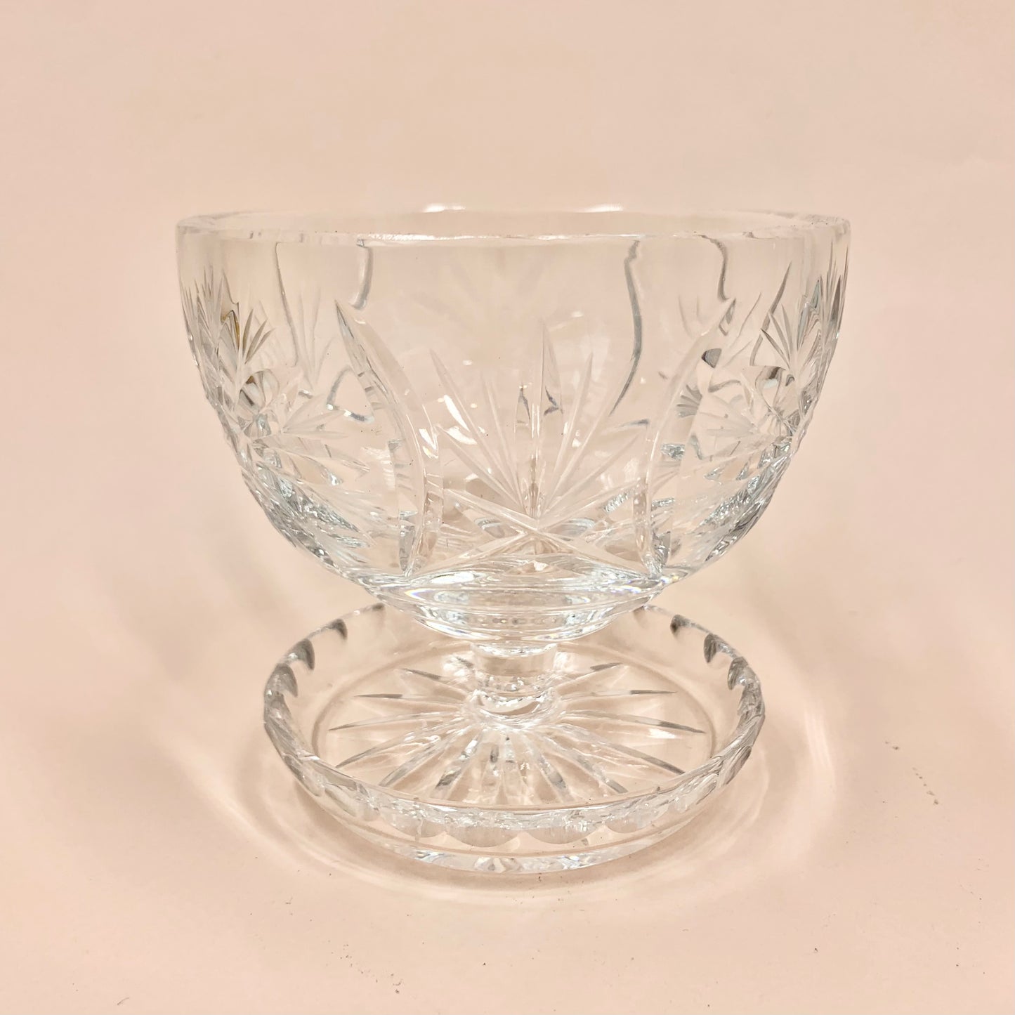 Extremely rare antique American Brilliant era hand crystal dessert coupe