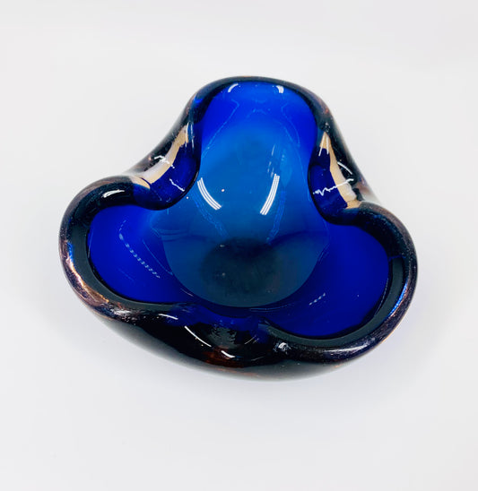 Stunning and rare MCM Murano cobalt blue glass ashtray