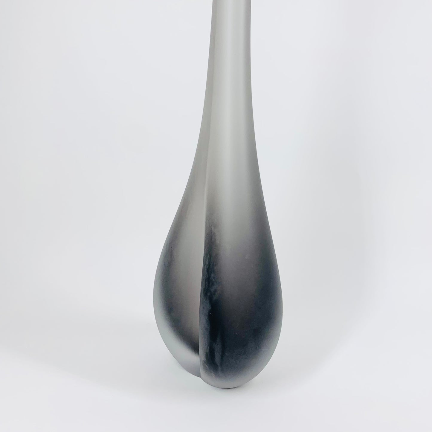 Rare signed Murano satin black art glass vase