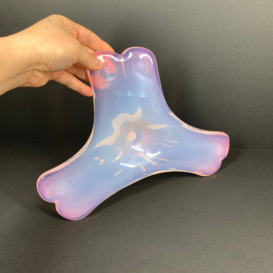 Space Age Opalescent Pink Glass Ashtray