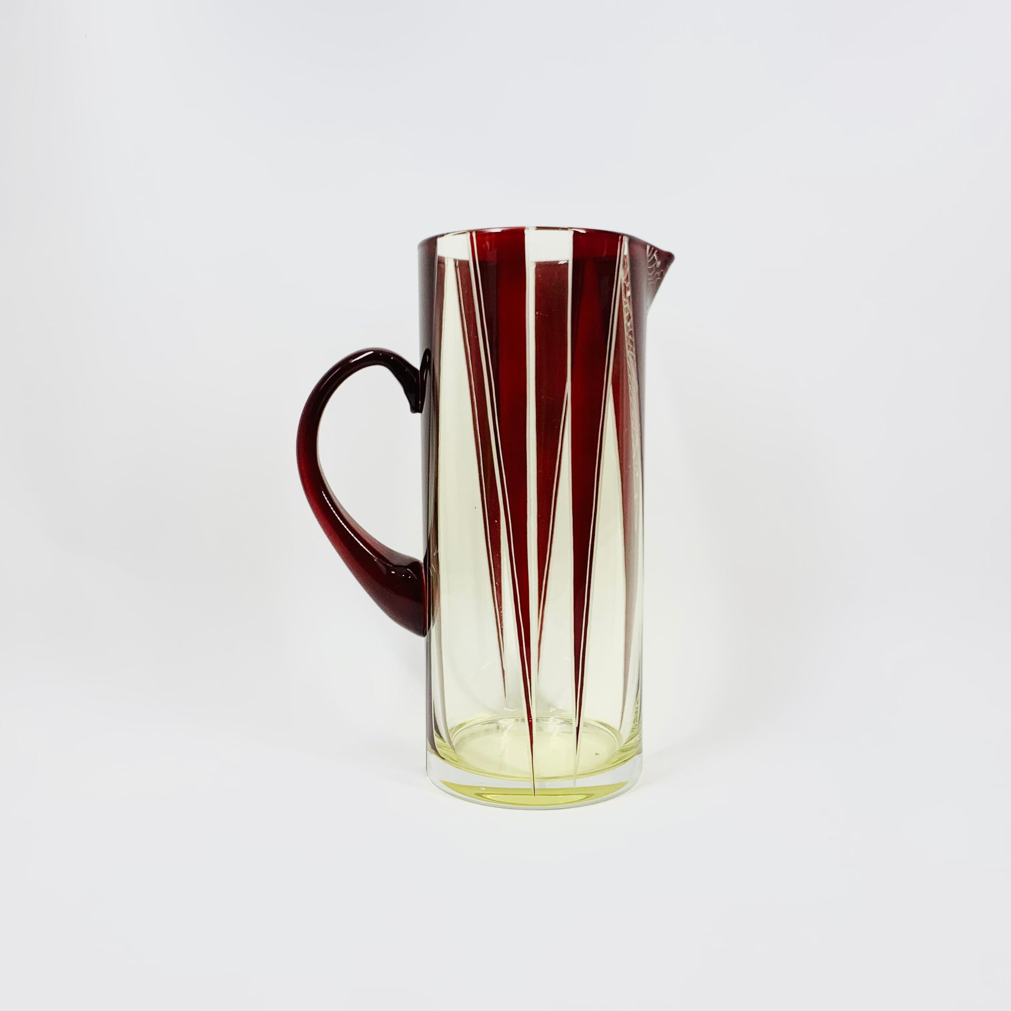 Extremely extremely rare antique Art Deco ruby enamel and citrine glass jug and matching wine glasses set by Karl Palda