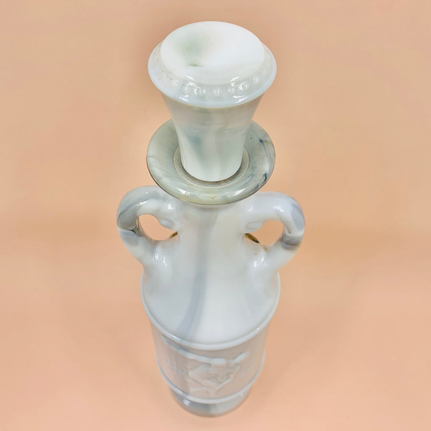 Vintage 1970s Jim Beam marble milk glass decanter for Beam’s Choice Olympic series