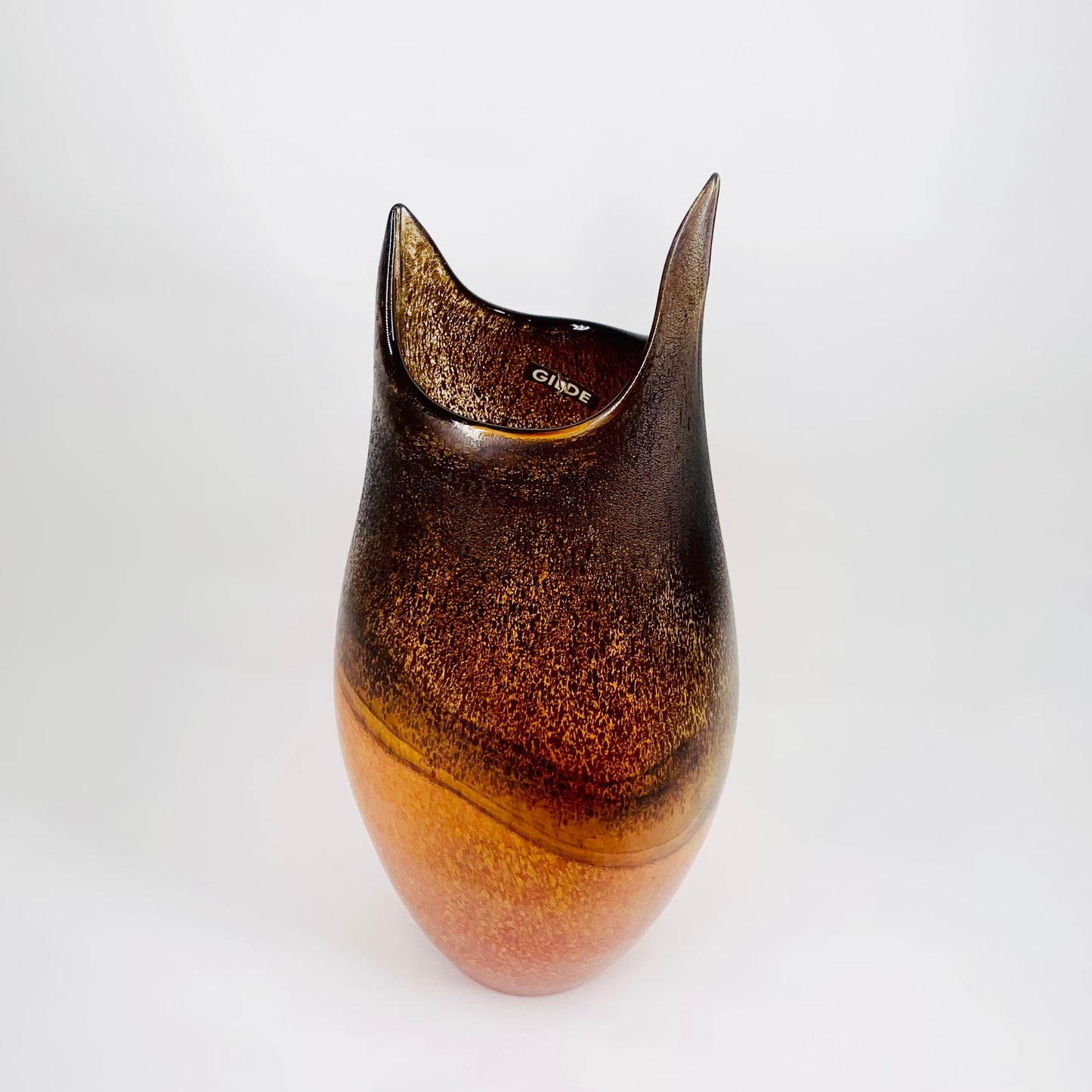 Vintage German Gilde mottle satin orange gradient art glass vase