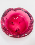 Stunning and rare MCM Murano pink glass ashtray with controlled bubbles