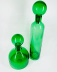 Rare mouth blown vintage Pols Potten green glass decanter bottle with matching stopper