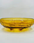 Antique Art Deco amber glass float bowl with matching flower frog