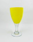 1980s BLUE YELLOW SOMMERSO GLASS WINE GLASSES/GOBLETS