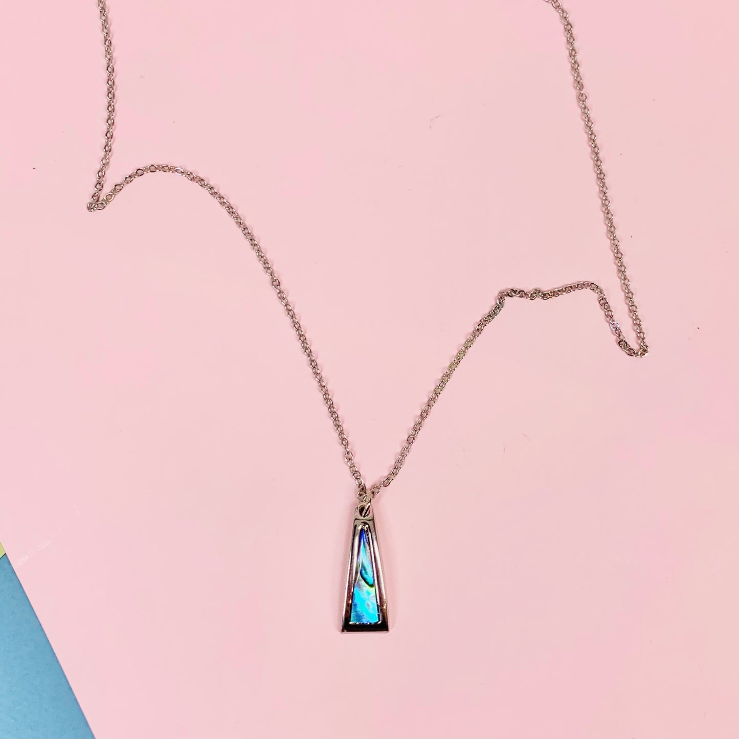 1980s silver plated chain with blue drop pendant