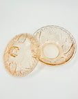 Antique pressed pink glass lidded box/sugar bowl with cork lid