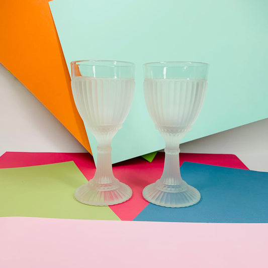 Art Deco satin glass goblets