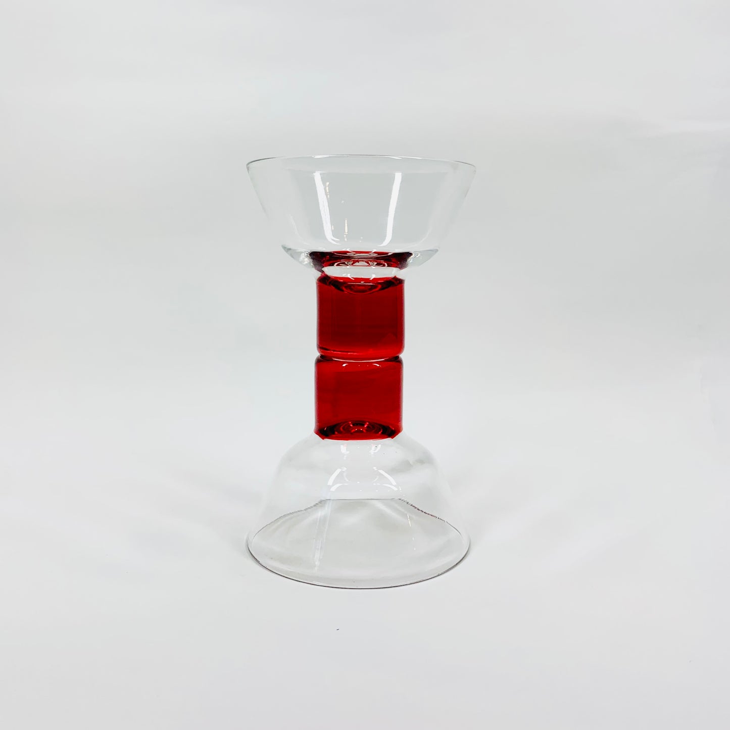Extremely rare 1980s coupe glasses with flashed red paperweight base