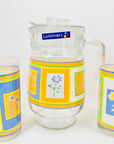 1970s Luminarc laminated floral glasses