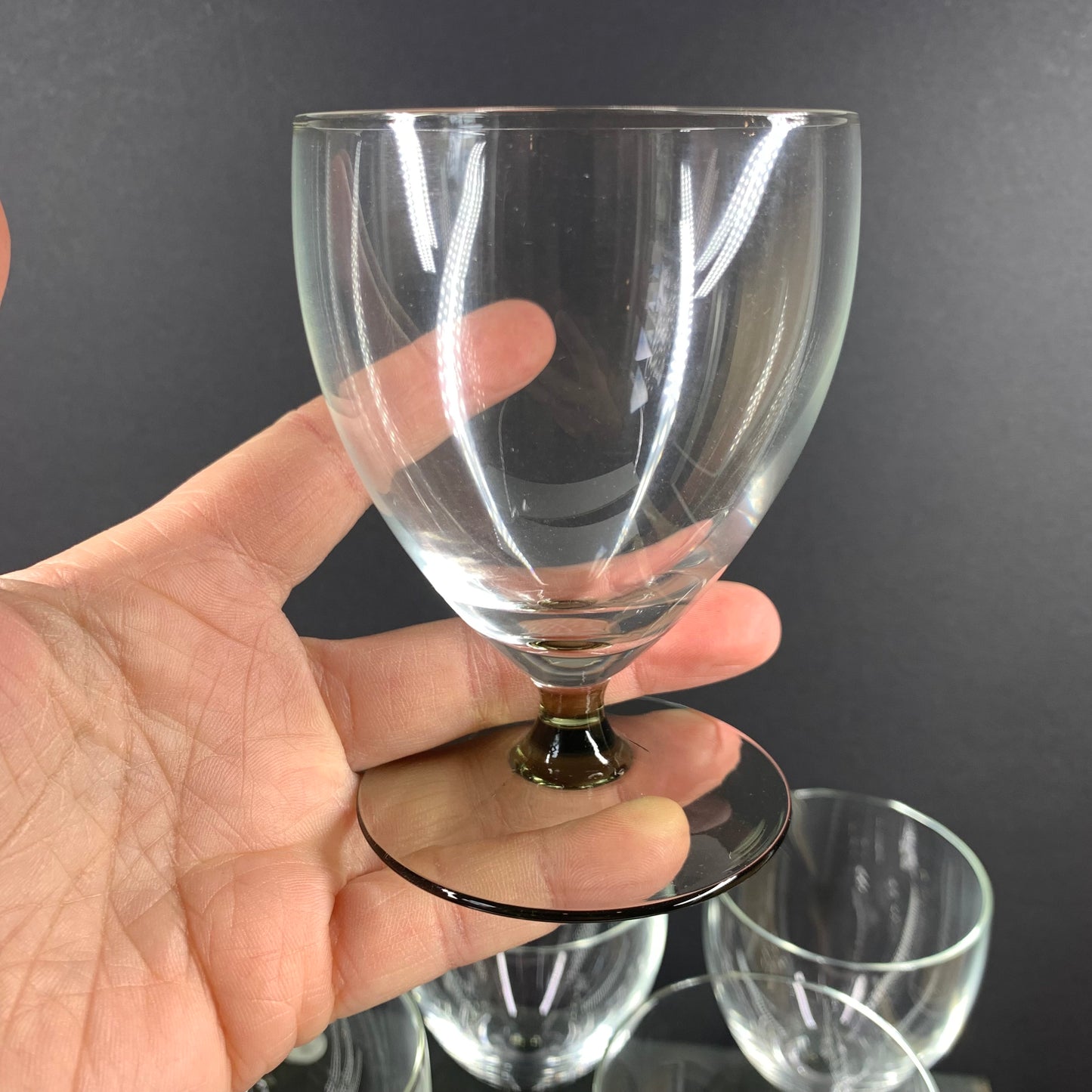 MCM Scandinavian sweet wine glasses with grey foot