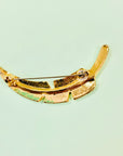 1970s good plated leaf brooch with rhinestones