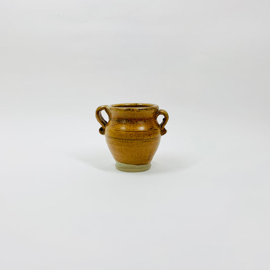 Midcentury hand glazed Australian stonewash mini pottery amphora