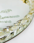 1940s hand etched mirror tray with gold aventurine rope border