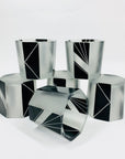 Extremely extremely rare antique Art Deco black enamel decanter satin glass set by Karl Palda