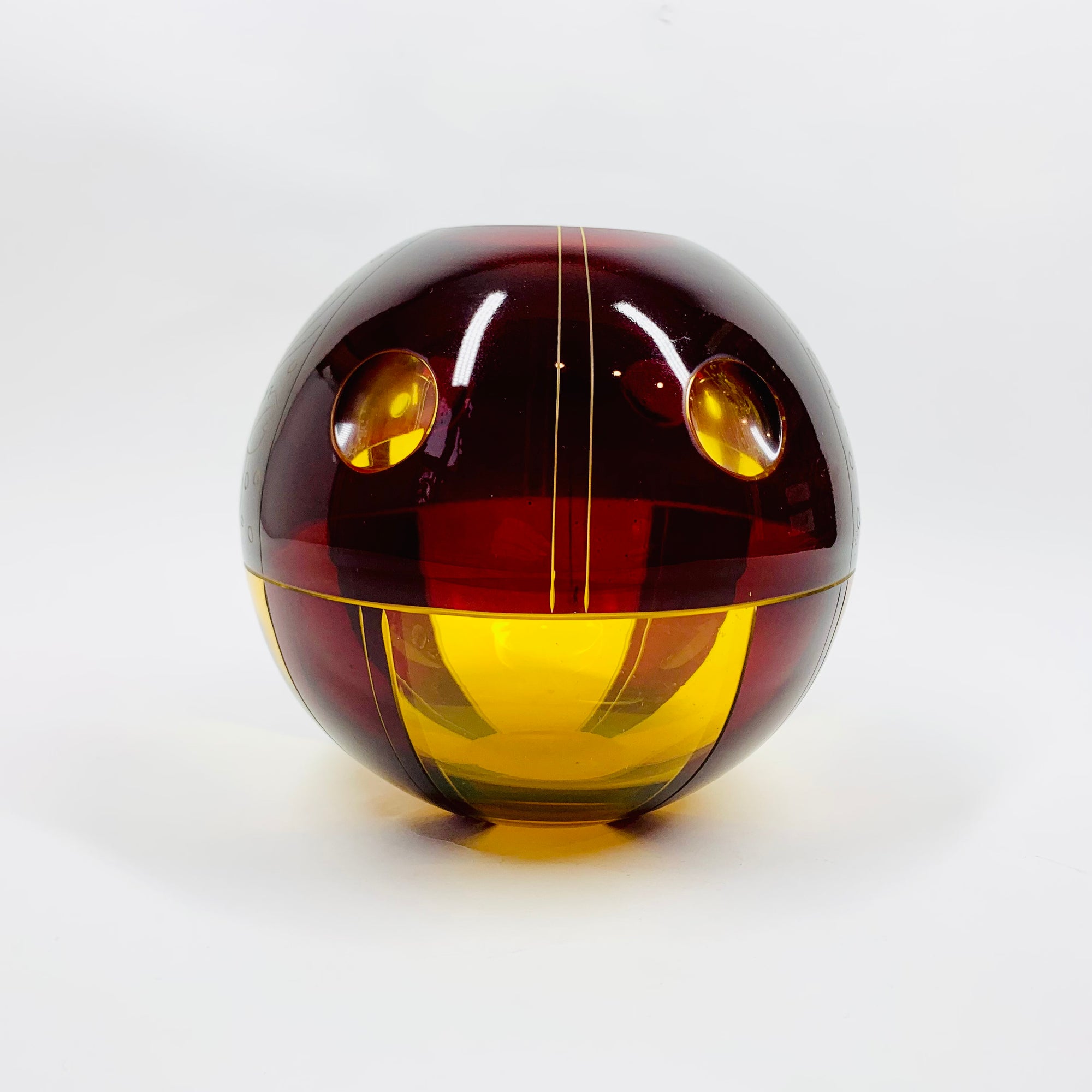 Antique Art Deco ruby enamel globe citrine glass posy vase by Karl Palda